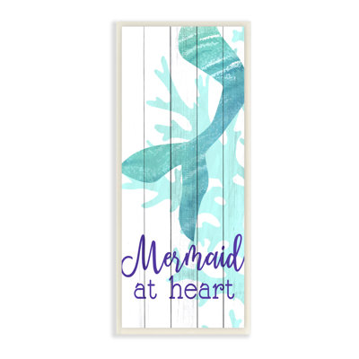 «Mermaid at Heart Saying Calligraphy Turquoise Tail» par Kim Allen - impression