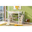 Lit mezzanine polyvalent en métal avec bureau intégré, tablettes de rangement et escalier intégré pour une utilisation accrue de l'espace dans les chambres et les salons