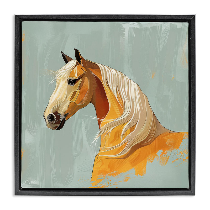 "Equine Elegance", art mural encadré sur toile flottante par Lazar Studio, H 18 po x l 18 po, Cadre flottant noir de jais