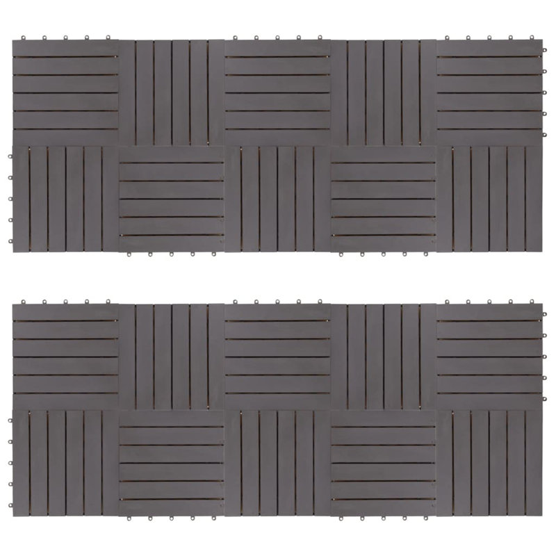Ralayah Decking Tiles 11.8" x 11.8" Solid Wood, Grey
