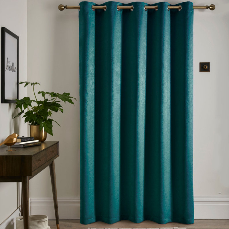 Strata Room Darkening Curtain, 1, Width 168 x Drop 214 cm, Forest Green
