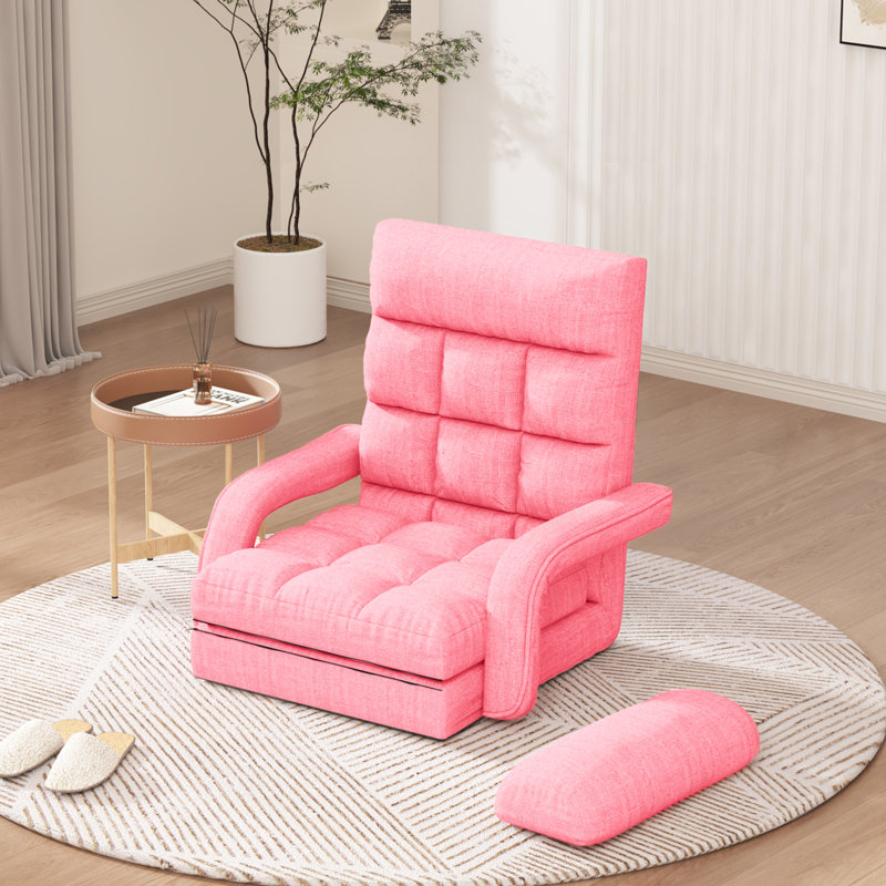 Adjustable Reclining Erogonomic Floor Game Chair With Meditation Armrest, Pink