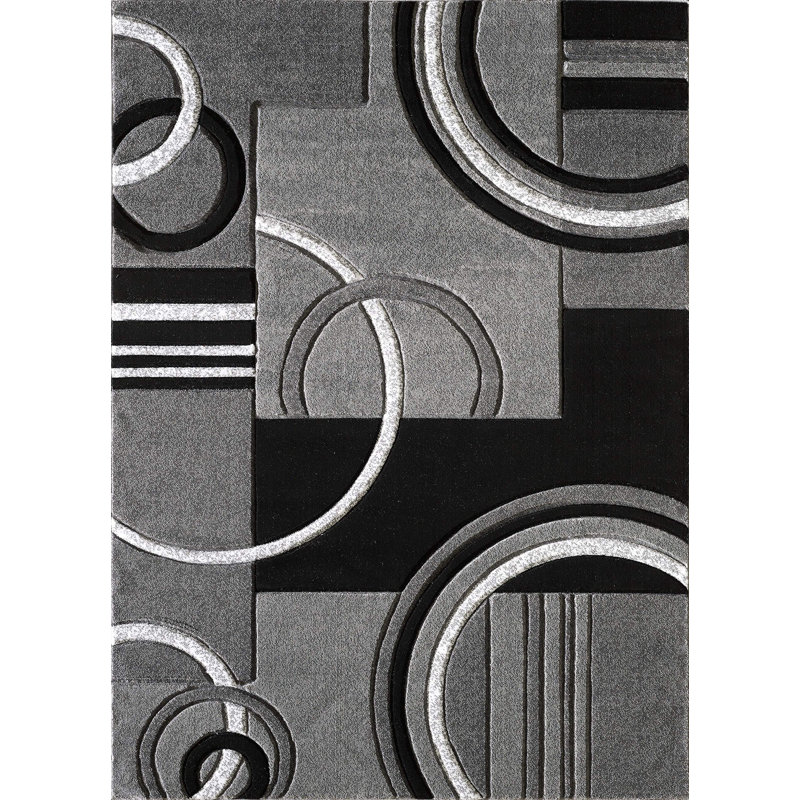 GLORYRUGS Modern Grey Hand-Carved Area Rug with Fluffy Texture for Indoor Living, Rectangle 2'3.6" x 7'