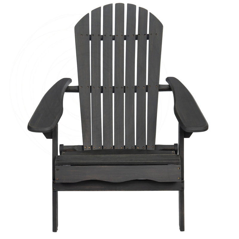 Chaise Adirondack pliante avec dossier à lattes et accoudoirs larges, Dark Grey