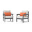 Chaises club d'extérieur en PEHD Sunbrella de 2 pièces Kamas - gris anthracite / corail moulé-1877656654-1877656655