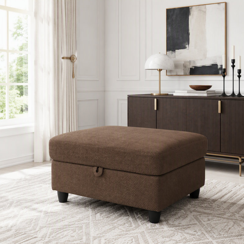 Fauteuil convertible avec repose-pieds, dossier inclinable, porte-gobelets et charge USB, Tissu café