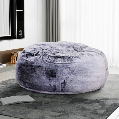 Fauteuil à billes rond en mousse à mémoire de forme moderne avec pieds en mousse à mémoire de forme 5 pi, mauve