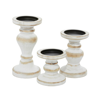 8.1'' H Wood Tabletop Candlestick