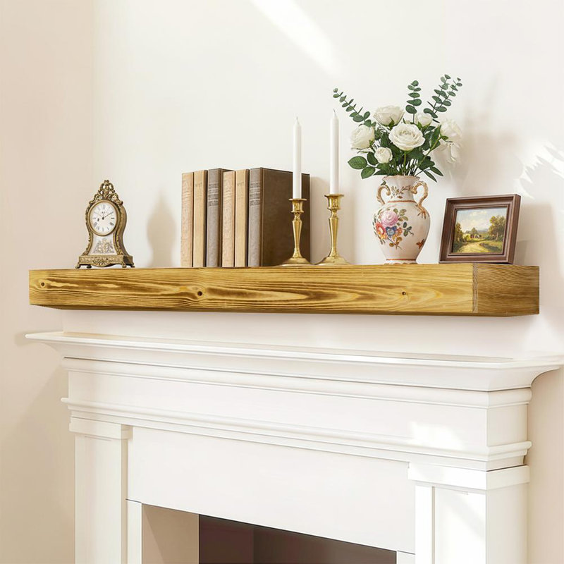 Fireplace Mantel (Natural Wood, Brown), Natural Wood/Brown