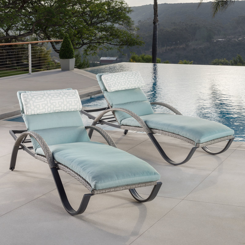 Fionnula Aluminum Patio Chaise Lounge Set with Cushions, Canvas Spa Sunbrella® Canvas