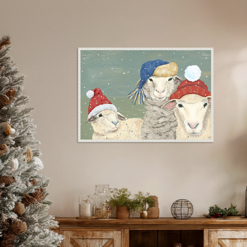 «Sheep Xmas I» par Jade Reynolds, reproduction d'art sur toile encadrée