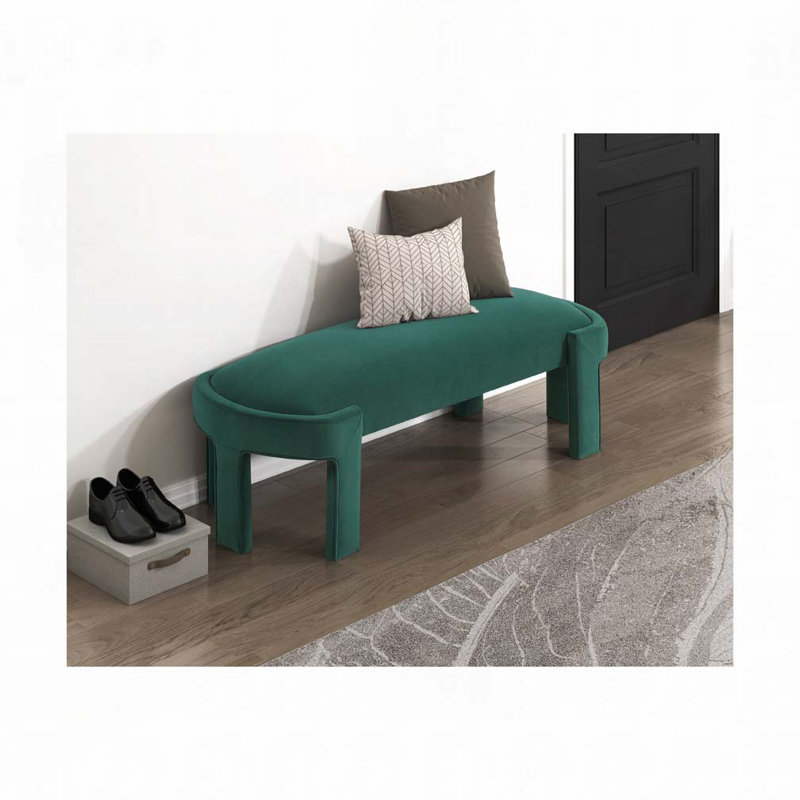 Banc rembourré en velours, Vert