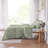 3 PCS Velvet Duvet Cover Set with Throw Pillow Green