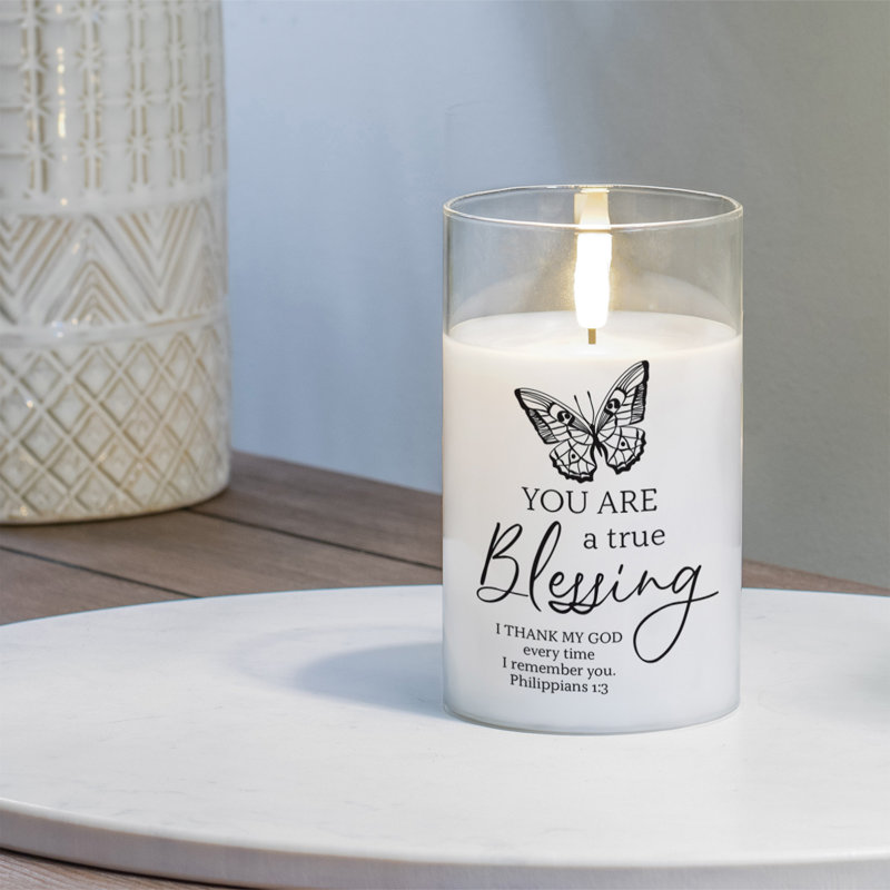 Flameless Jar Candle with Glass Holder