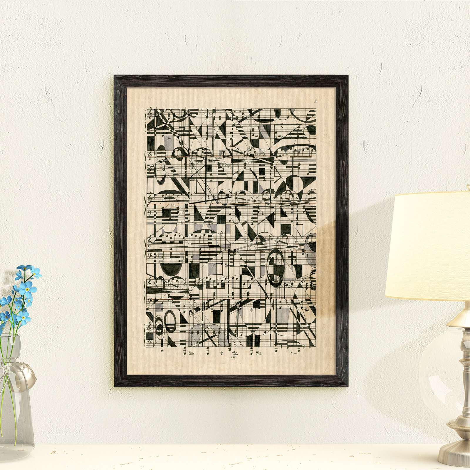 Graphic Notes Painting by Paul Cezanne, 44" H x 32" W x 1.25" D, Ebony Framed Canvas