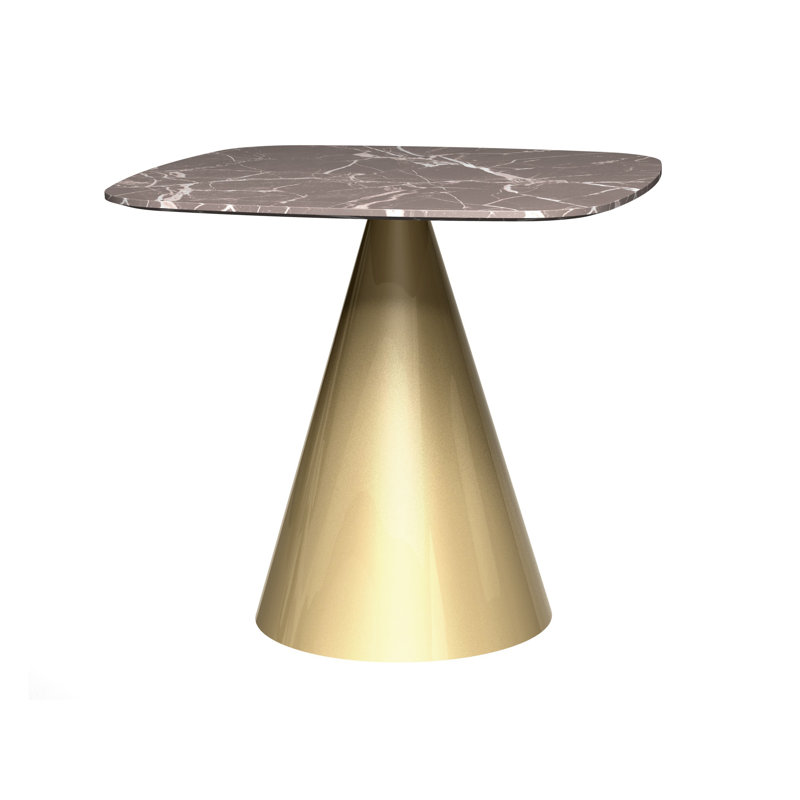 Bedminster Marble Top Metal Base Dining Table, Brass/Brown