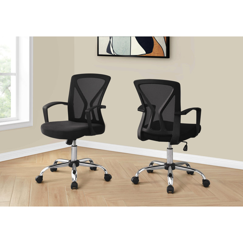 Office Chair, Adjustable Height, Swivel, Ergonomic, Armrests, Computer Desk, Work, Mesh, Chrome Metal, Contemporary, Modern