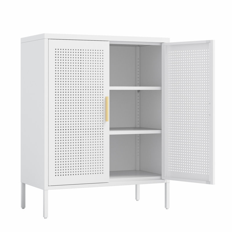 Metal Storage Cabinet With 2 Doors And 2 Adjustable Shelves, Steel Storage Cabinet For Home Office