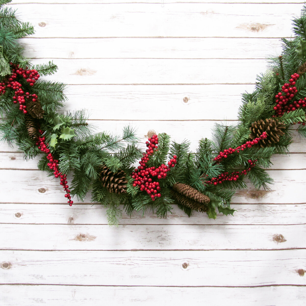 60 Pinecone Holly Red Berry Garland The Holiday Aisle