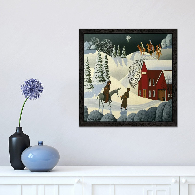 The First Christmas by Debbie Criswell - Floater Frame Print on Canvas, 66.04 cm H x 66.04 cm W, Black