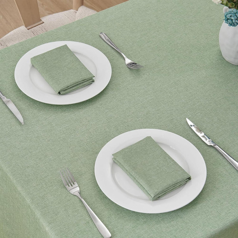 Rectangle Tablecloth Linen Textured Waterproof & Stain Resistant Table Cloth Wrinkle Free Decorative Fabric Farmhouse Table Cover For Dining/Party/Buffet/Wedding, 52 X 70 Inch, Sage Green