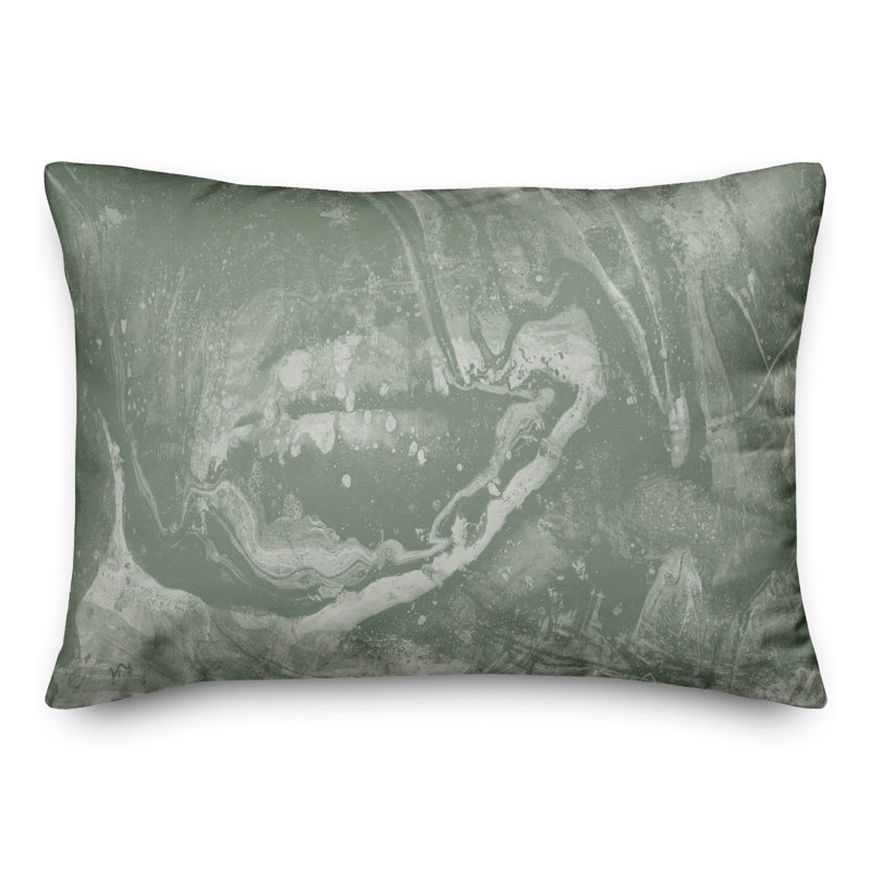 Abstract Outdoor Reversible Throw Pillow, Green