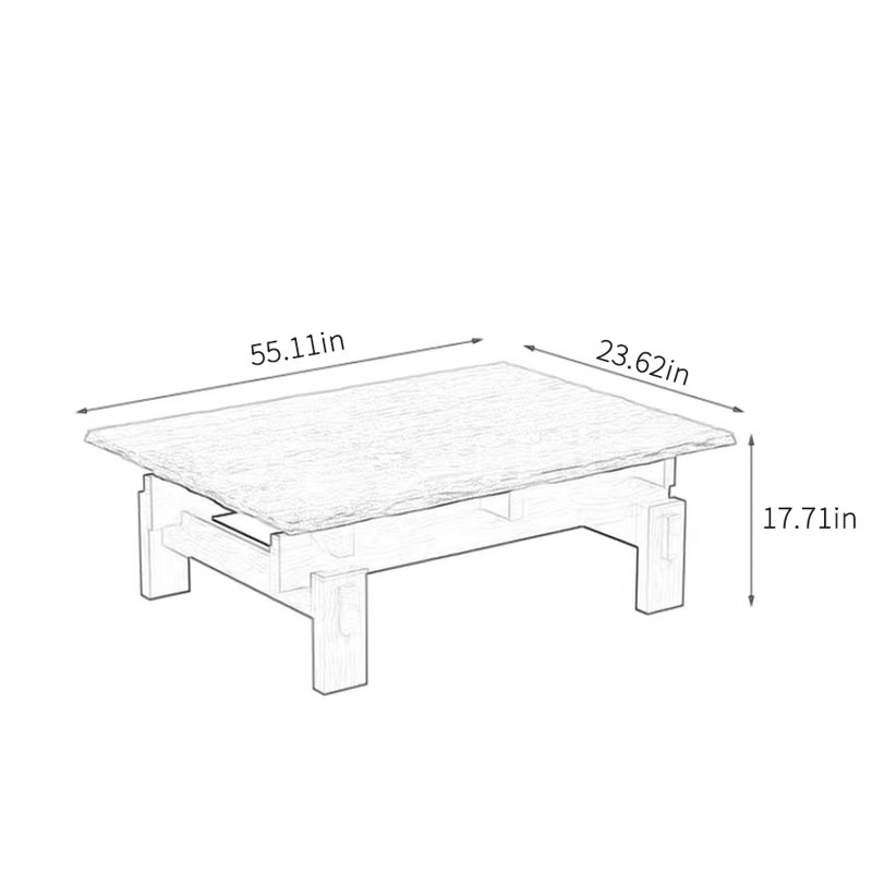 Table basse Wabi-sabi, H 17,71 po x L 55,11 po x l 23,62 po