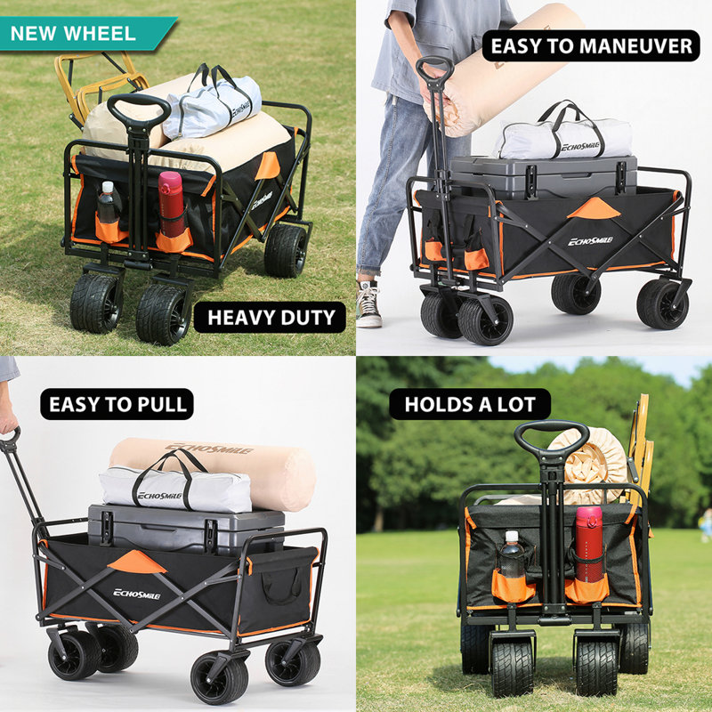 Outdoor Folding Camping Wagons, Black+Gold