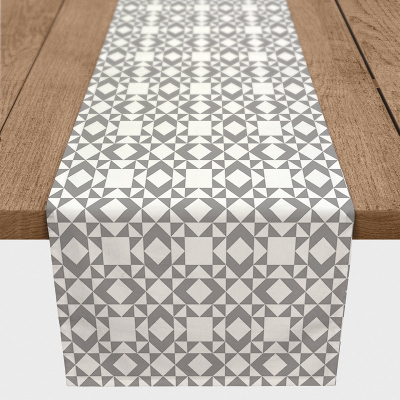 Chemin de table géométrique, Gris pâle, 72 po x 16 po