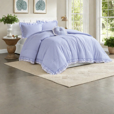 Romantic Blue Bedding Set, Microfiber Comfort Full/queen For Home