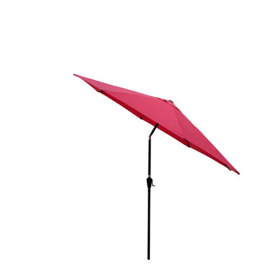 10ft Patio Umbrella Without Flap - Red, 8 Ribs, Tilt & Crank 38mm Pole 120in X 96in Protection Garden