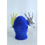 Statue tête de velours en résine bleue avec motif à la main jaune et argent NIFao 12 po x 8 po x H 12 po