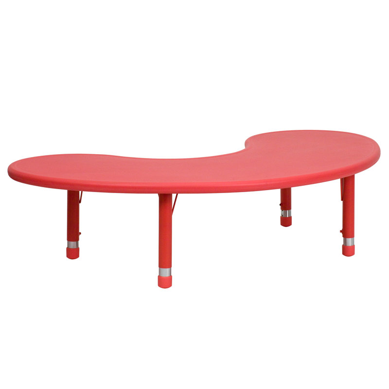 Table d'activité demi-lune en plastique pour enfants, Rouge