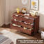 Commode 6 tiroirs cannelés, commode en bois de 47,2 po de largeur et meuble télé pour salon de chambre à coucher-1503447916