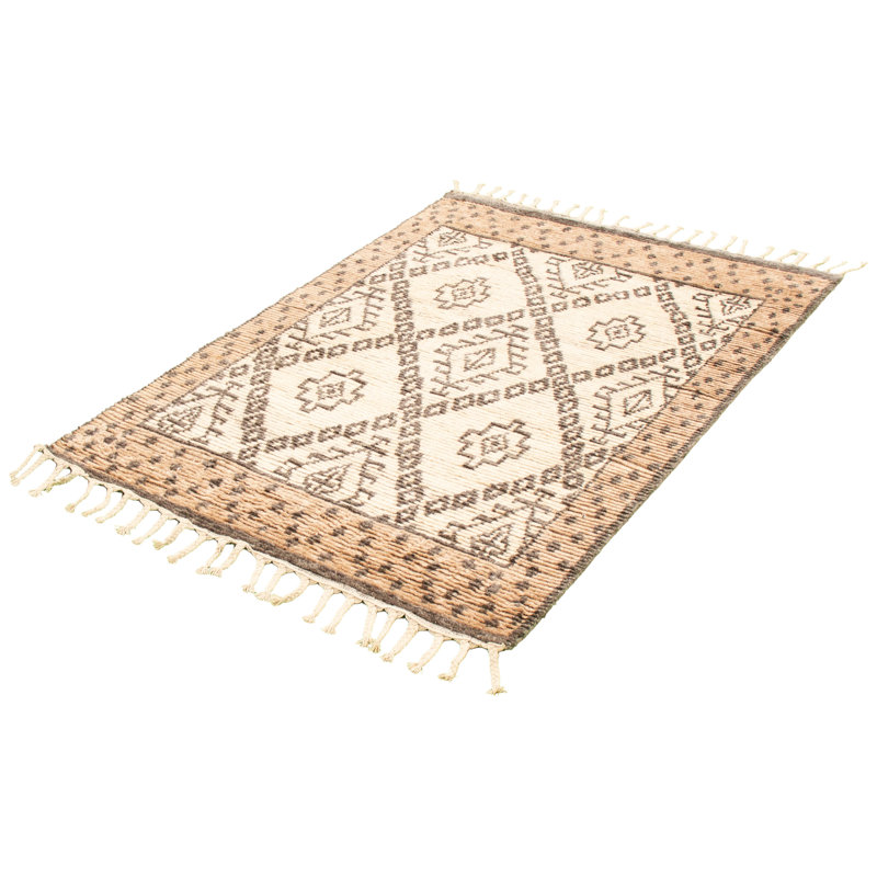 Tapis décoratif en laine noué à la main de conception unique 5 pi 7 po x 7 pi 10 po noué à la main New Age