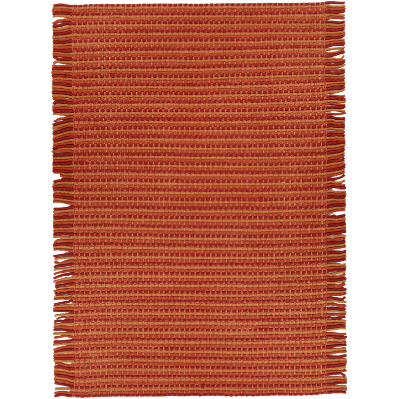 Adaline Hand-Woven Red/Orange Area Rug, 7'9" x 10'6"