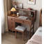 Ensemble de coiffeuse Mid-Century en bois avec miroir à DEL rabattable et plusieurs tiroirs