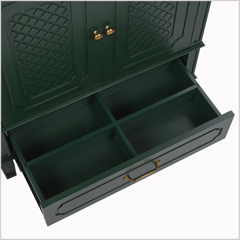 Meuble-lavabo 30 po avec lavabo, espace de rangement multifonctionnel, Vert foncé