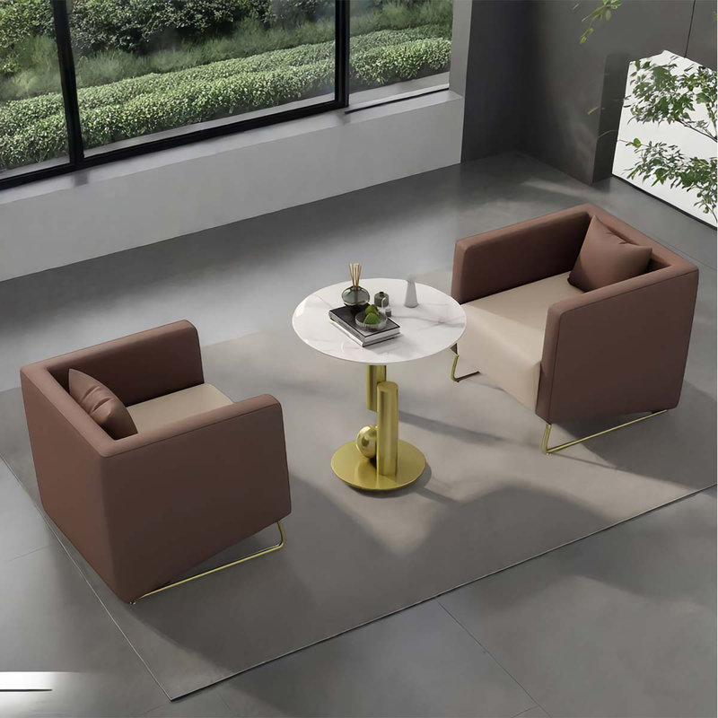 Curry and Beige Reception Sofa Set