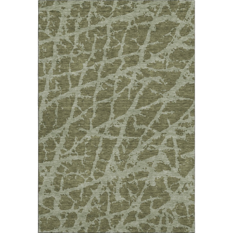 Tapis olive Cerrito AMF501 lavable à la machine de qualité supérieure, Rectangle de 10 pi x 14 pi