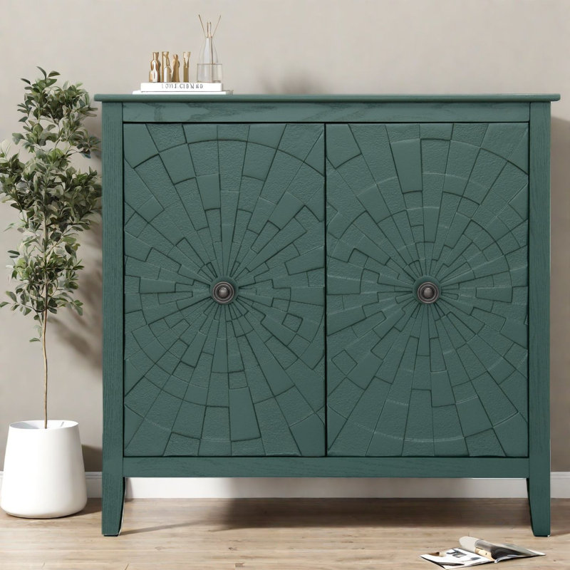 Buffet vert peu encombrant avec charme rétro et rangement multifonctionnel