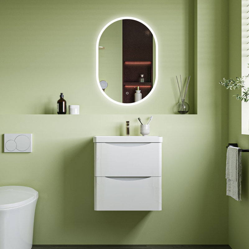 Icarus Oval LED Bathroom Mirror with Demister Pad Touch Control Wall Mounted, 50 cm x 70 cm