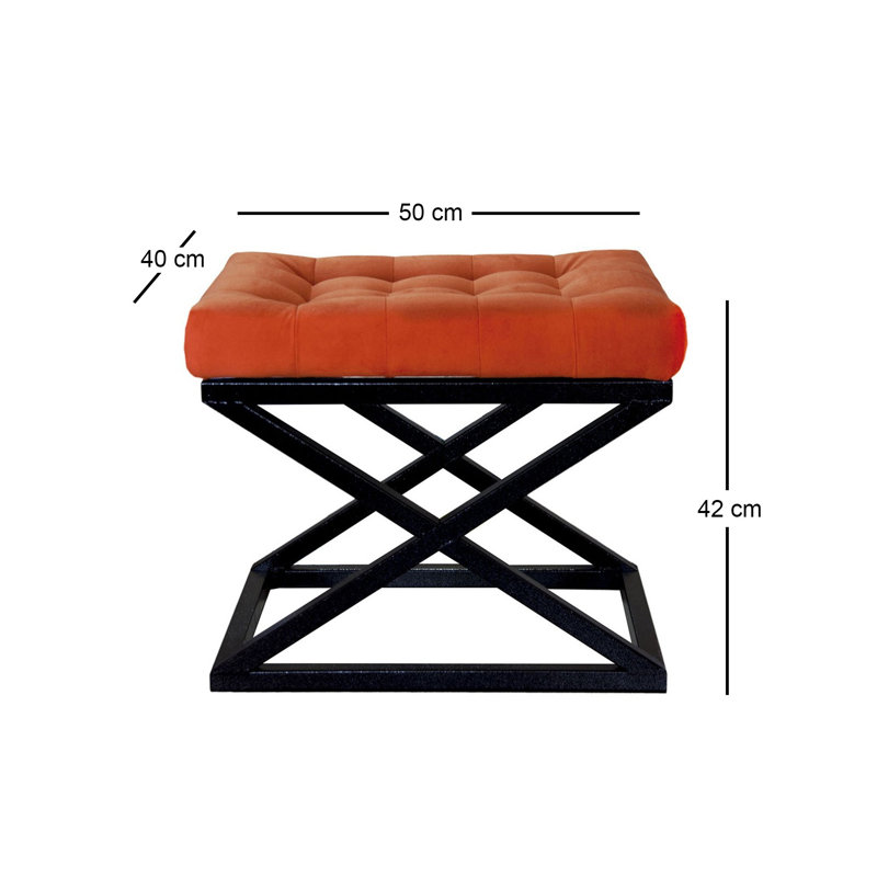 Pouf élégant avec structure en métal, 19,7 po x 16,5 po x 15,7 po | Tissu 100% polyester Babyface | Parfait pour le salon, la chambre à coucher ou le bureau | Solution d'assise durable et confortable pour un décor moderne
