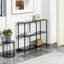 Console de 31,5 pouces en métal avec tablettes à 3 niveaux, table d'entrée étroite, tables de canapé modernes pour entrée, salon, chambre à coucher, noir