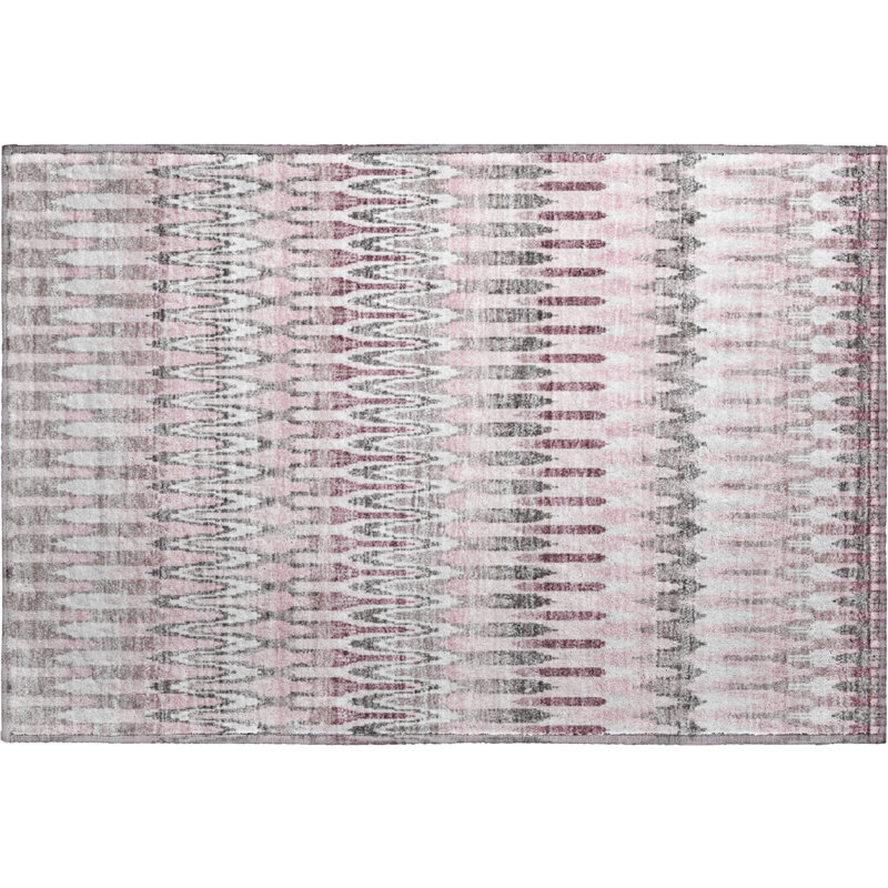 Tapis rose Prisco lavable à la machine de qualité supérieure, Rectangle 1 pi 8 po x 2 pi 6 po