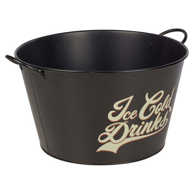 Large Black Metal Champagne, Wine, Beer, Drinks Bucket with Design and Handles