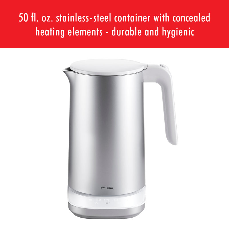 Silver Stainless Steel 1.5-Liter Cool Touch Electric Tea Kettle