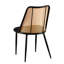Chaises de salle à manger noires (4), dossier en canne naturel rembourré Boucle, look moderne pour la cuisine, conception à carreaux, pieds en métal, coussin en mousse, finition thermolaquée de 4 chaises, style bureau personnel, structure, rembourrage,-323985313-323985324