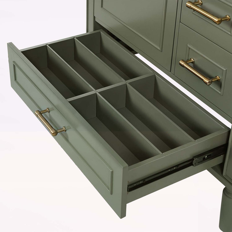 Meuble-lavabo moderne avec plusieurs options de rangement et un design fonctionnel, Vert olive