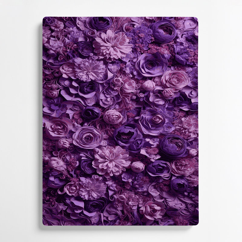Abstrait floral 78, art mural en métal mauve